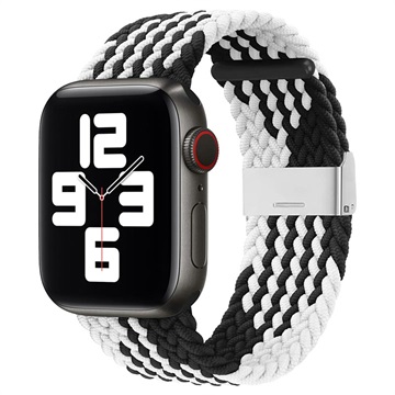 Apple Watch Series Ultra 2/Ultra/9/8/SE (2022)/7/SE/6/5/4/3/2/1 Strikket Rem - 49mm/45mm/44mm/42mm - Sort / Hvid