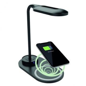 Ksix Energy LED Desk Lamp med Fast Trådløs Oplader - Sort