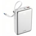 LDNIO PQ51 20000mAh 45W magnetisk powerbank - indbygget USB-C-kabel, 15W trådløs opladning - hvid