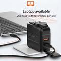 LDNIO Q2618 65W GaN-hurtigoplader med udskiftelige stik - USB-C/USB-A - Sort