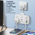 LDNIO SC2413 20W stikdåse med 2 stikkontakter, 4 USB-porte og PD-hurtigopladning