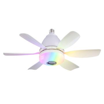 LEC017R 3-trins RGB-dæmpbar loftsventilator med Bluetooth-højttaler - hvid