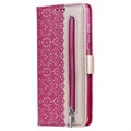 Lace Pattern Huawei P40 Lite Etui med Pung - Hot Pink