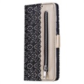 Lace Pattern Samsung Galaxy A21s Pung Taske med Stand - Sort