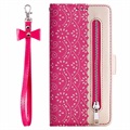 Lace Pattern Samsung Galaxy A21s Pung Taske med Stand - Hot Pink
