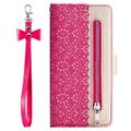 Samsung Galaxy S23 FE Lace Pattern Etui med Pung - Hot Pink