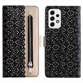Lace Pattern Samsung Galaxy A23 Etui med Pung - Sort