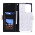 Lace Pattern Samsung Galaxy S21 Ultra 5G Etui med Pung - Sort
