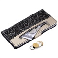 Lace Pattern Samsung Galaxy S21 Ultra 5G Etui med Pung - Sort