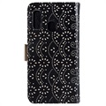 Lace Pattern Samsung Galaxy A40 Etui med Pung - Sort