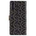 Lace Pattern Samsung Galaxy Note10+ Etui med Pung - Sort