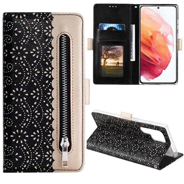 Lace Pattern Samsung Galaxy S22 Ultra 5G Etui med Pung