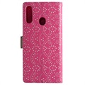 Lace Pattern Samsung Galaxy A20s Etui med Pung - Hot Pink