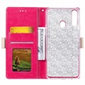 Lace Pattern Samsung Galaxy A20s Etui med Pung - Hot Pink
