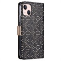 Lace Pattern iPhone 14 Etui med Pung - Sort
