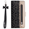 Lace Pattern iPhone 11 Pro Etui med Pung - Sort