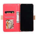 Lace Pattern iPhone 11 Pro Etui med Pung - Hot Pink