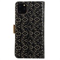 Lace Pattern iPhone 11 Pro Max Etui med Pung - Sort
