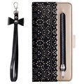 Lace Pattern iPhone 11 Etui med Pung - Sort