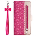 Lace Pattern iPhone 11 Etui med Pung - Hot Pink