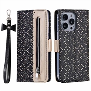 iPhone 16 Pro Max Lace Pattern Etui med Pung