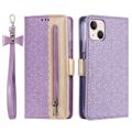 Lace Pattern iPhone 14 Plus Etui med Pung - Lilla