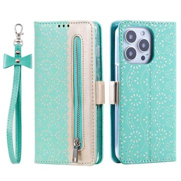 Lace Pattern iPhone 14 Pro Max Etui med Pung
