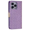 Lace Pattern iPhone 14 Pro Max Etui med Pung - Lilla