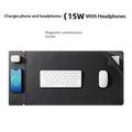 Stor skrivebordsplade med 15W trådløs oplader til smartphone/øretelefoner - sort