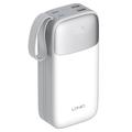 Ldnio PQ30 Powerbank med USB-C-/Lightning-kabler - 30000mAh - hvid