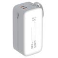 Ldnio PQ50 bærbar powerbank - 50000mAh, USB-C-/Lightning-kabler - hvid