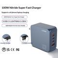 Ldnio Q8 100W GaN-hurtigoplader - 3x USB-C, USB-A, Lightning - Blå