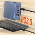 Ldnio Q8 100W GaN-hurtigoplader - 3x USB-C, USB-A, Lightning - Blå