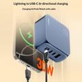 Ldnio Q8 100W GaN-hurtigoplader - 3x USB-C, USB-A, Lightning - Blå