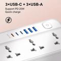Ldnio SC5614 stikdåse med 5 stikkontakter og 6 USB-porte - 2m, EU-stik