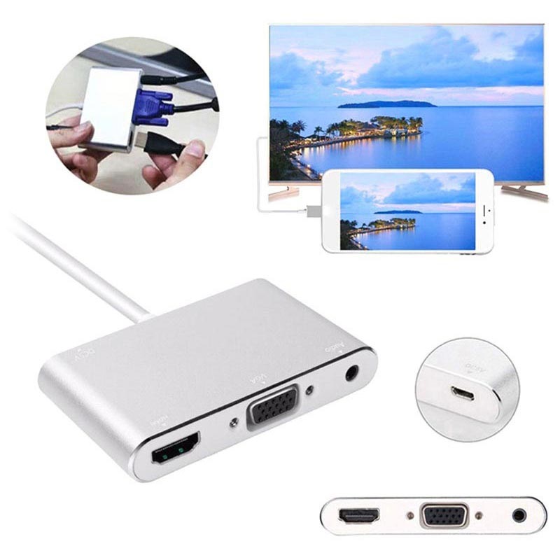 Bil passager Illusion Lightning / HDMI, VGA, Audio, MicroUSB Adapter - iPhone, iPad