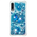 Liquid Glitter Samsung Galaxy A50 TPU Cover - Blå Sommerfugl