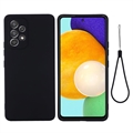 Samsung Galaxy A33 5G Liquid Silikone Cover med Strop - Sort