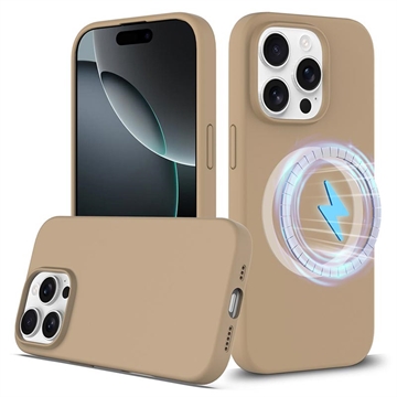 iPhone 16 Pro Liquid Silikone Cover - MagSafe Kompatibel - Ørken guld