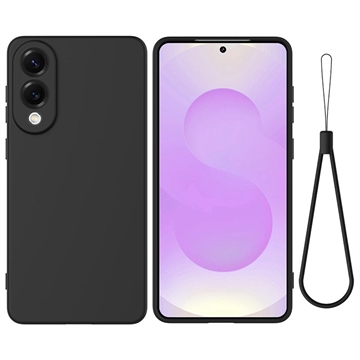 Samsung Galaxy S25 Edge Flydende silikone cover med håndrem - sort