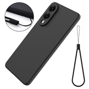 Samsung Galaxy S25 Edge Flydende silikone cover med håndrem - sort