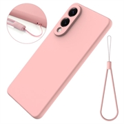Samsung Galaxy S25 Edge Flydende silikone cover med håndrem - Pink