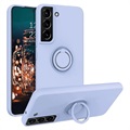 Samsung Galaxy S22 5G Liquid Silikone Cover med Ring Holder - Lilla