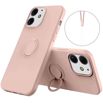 iPhone 13 Liquid Silikone Cover med Ring Holder - Pink