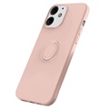 iPhone 13 Liquid Silikone Cover med Ring Holder - Pink