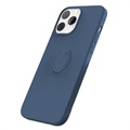 iPhone 13 Pro Max Liquid Silikone Cover med Ring Holder - Blå