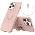 iPhone 13 Pro Liquid Silikone Cover med Ring Holder - Pink