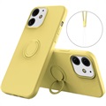 iPhone 13 Liquid Silikone Cover med Ring Holder - Gul