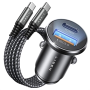 Lisen 51W biloplader med USB-C-kabel - sort