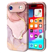 iPhone Air luksus marmor hybrid cover - Lilla / Guld